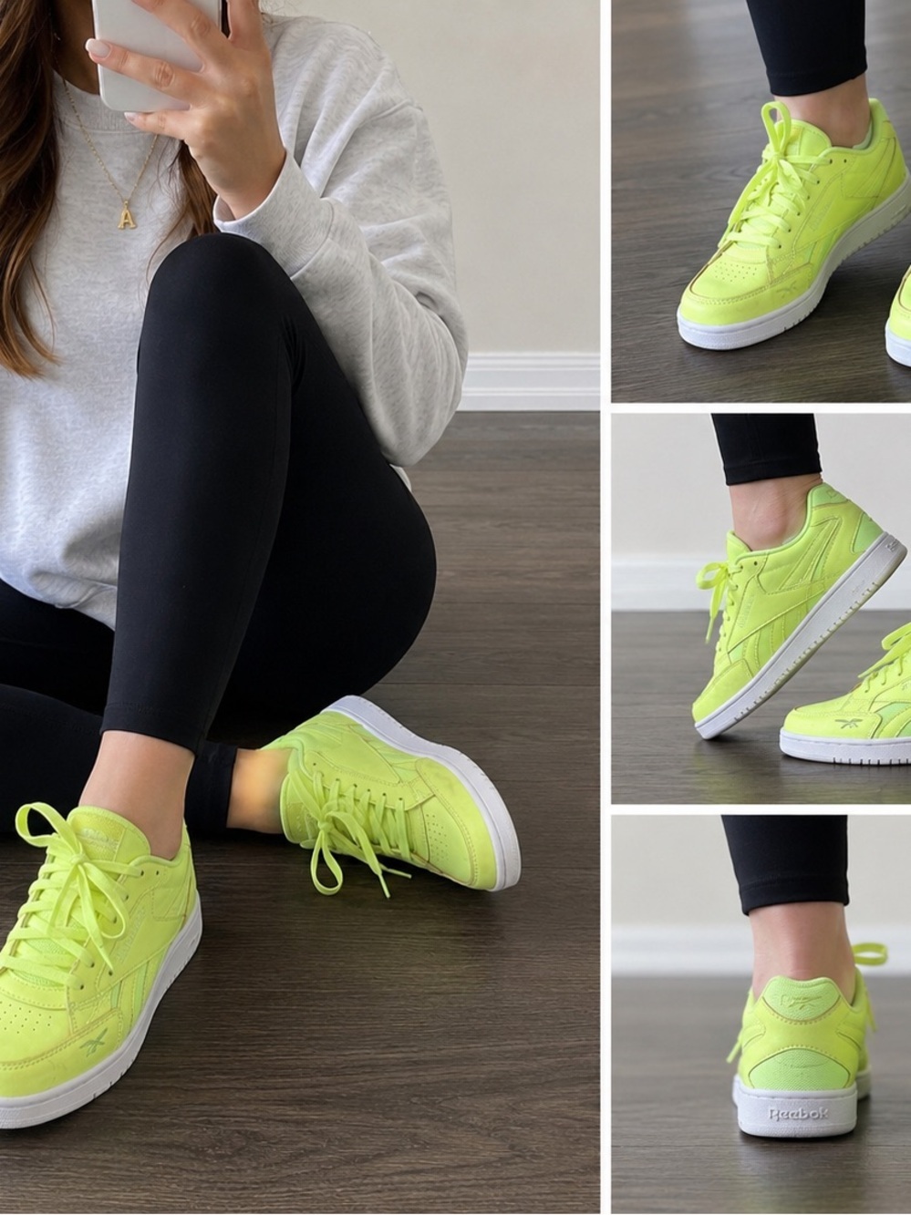 Reebok Court Advance Neon Yellow Sneakers Women’s Size 9 EU 40 Casual Athle {em}